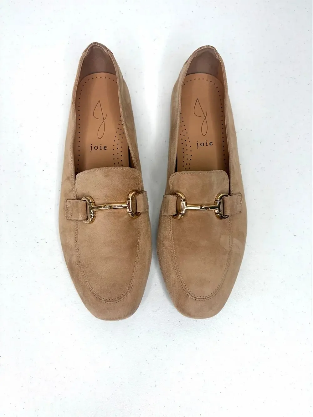 Joie Suede Horsebit Loafers Women's Sz 7.5 Tan Classic Chic Preppy Career